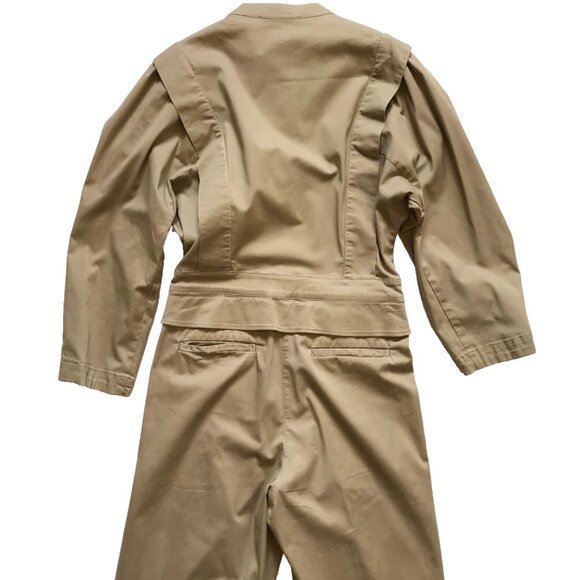 Sea NY Tula Chino Jumpsuit Womens 2 Khaki Beige Cotton Crew Neck Long Sleeve - Picture 11 of 13